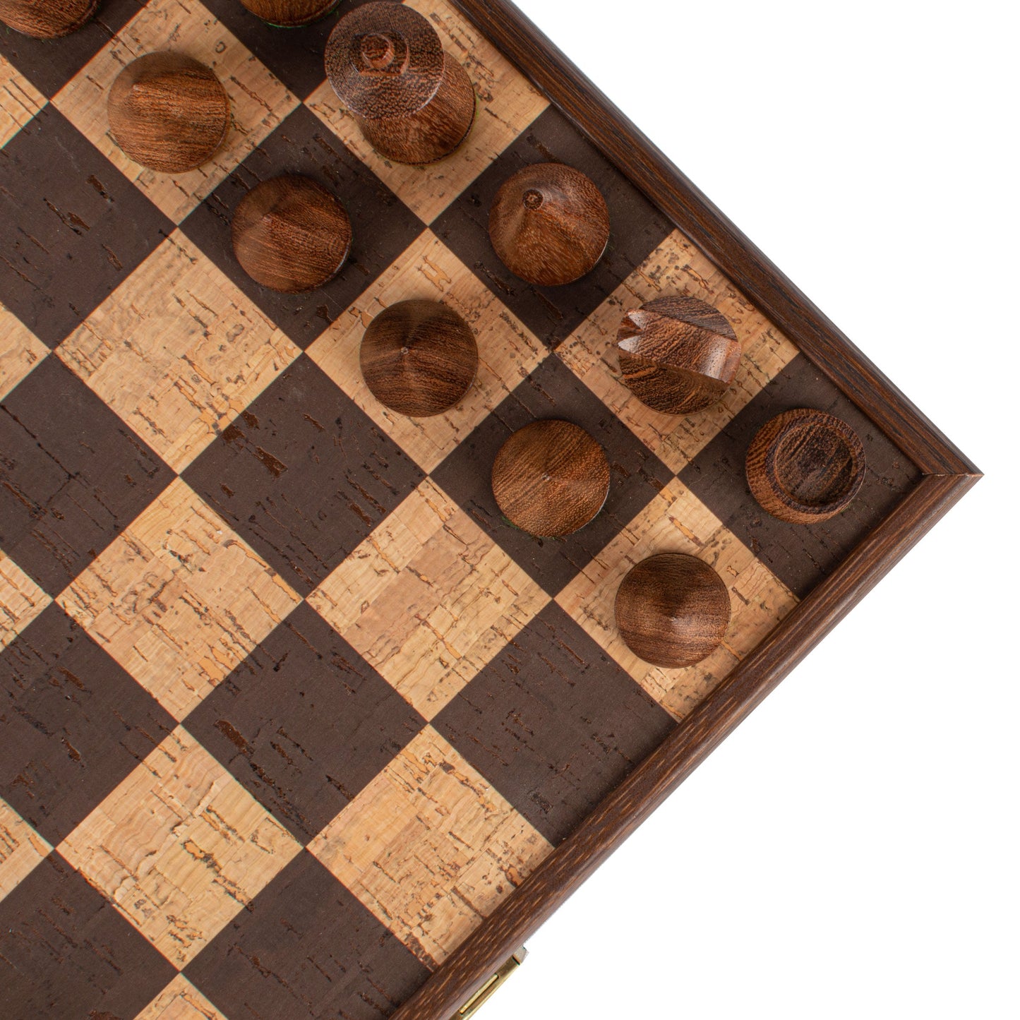 Handcrafted Brown-Natural Cork Chess Set - 40x40cm with Modern Style Wooden Chessmen - Premium Chess from MANOPOULOS Chess & Backgammon - Just €143! Shop now at MANOPOULOS Chess & Backgammon