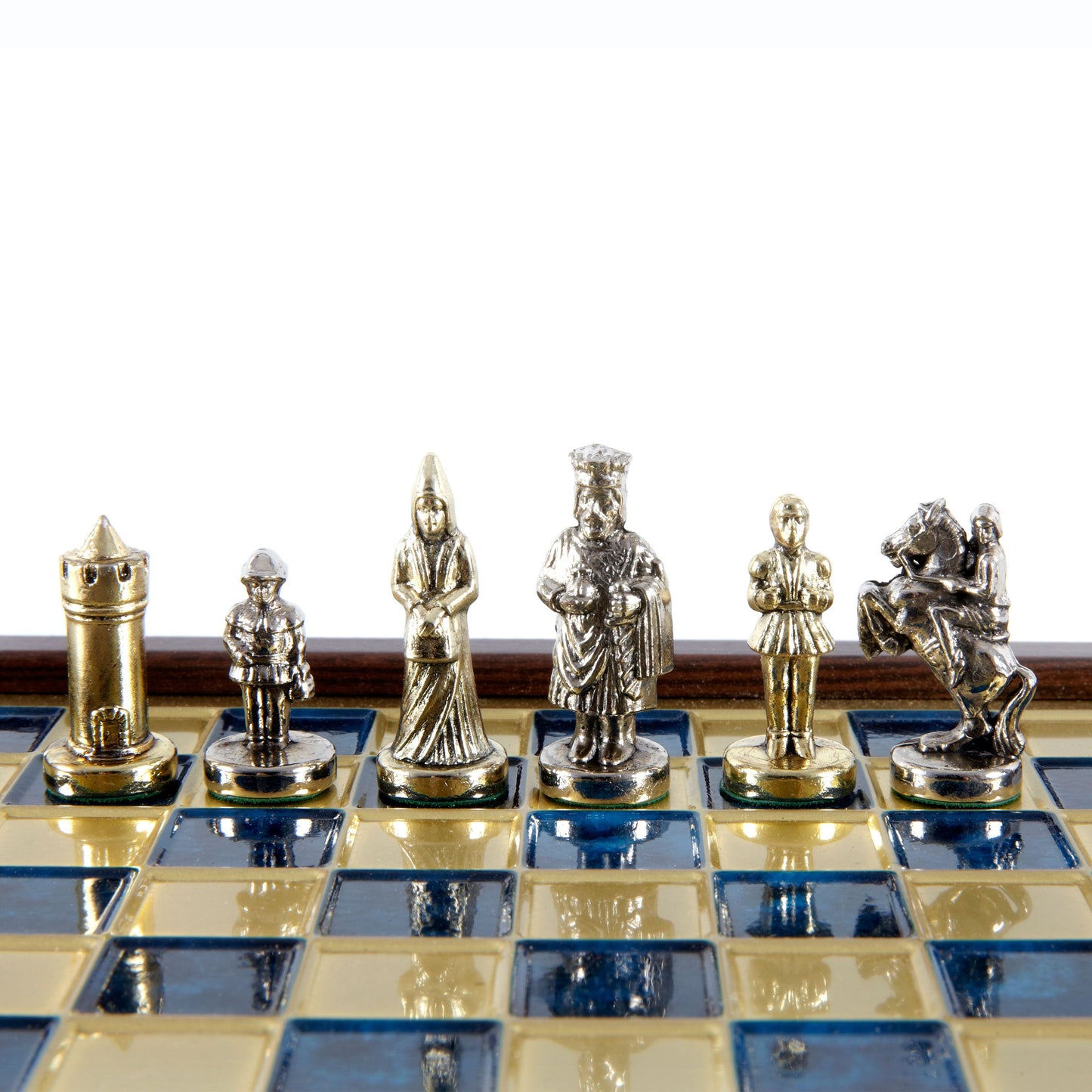 BYZANTINE EMPIRE CHESS SET In Wooden Box With Storage with gold/silver chessmen and bronze chessboard 20 x 20cm (Extra Small) - Premium Chess from MANOPOULOS Chess & Backgammon - Just €79! Shop now at MANOPOULOS Chess & Backgammon