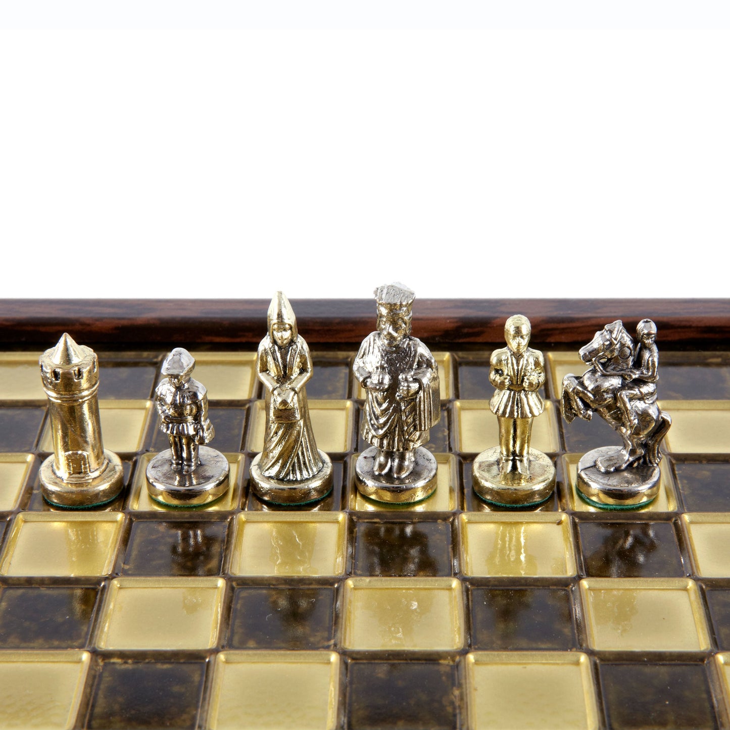 BYZANTINE EMPIRE CHESS SET In Wooden Box With Storage with gold/silver chessmen and bronze chessboard 20 x 20cm (Extra Small) - Premium Chess from MANOPOULOS Chess & Backgammon - Just €79! Shop now at MANOPOULOS Chess & Backgammon