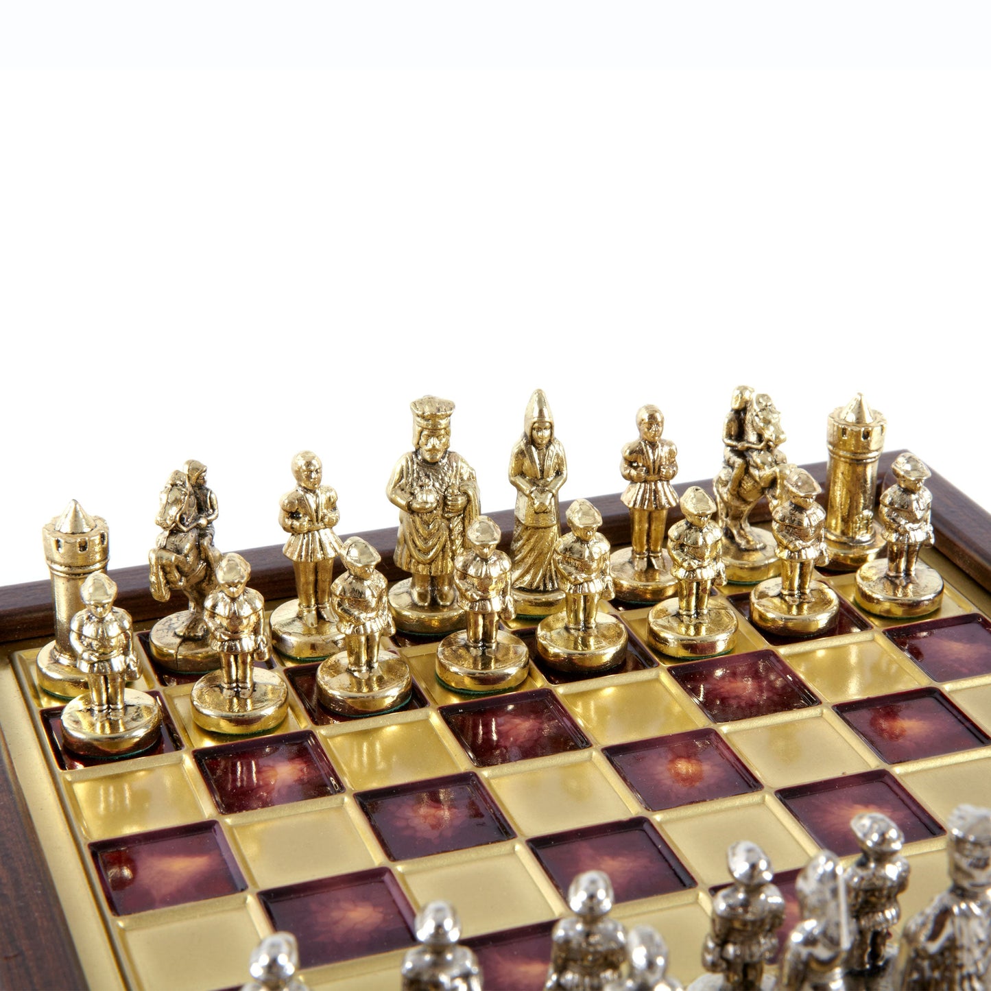 BYZANTINE EMPIRE CHESS SET In Wooden Box With Storage with gold/silver chessmen and bronze chessboard 20 x 20cm (Extra Small) - Premium Chess from MANOPOULOS Chess & Backgammon - Just €79! Shop now at MANOPOULOS Chess & Backgammon