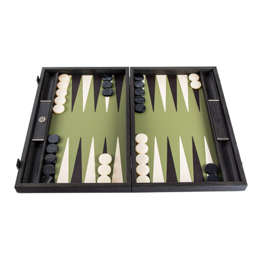 Premium Leatherette Olive Green Backgammon Set - Premium Backgammon from MANOPOULOS Chess & Backgammon - Just €215! Shop now at MANOPOULOS Chess & Backgammon