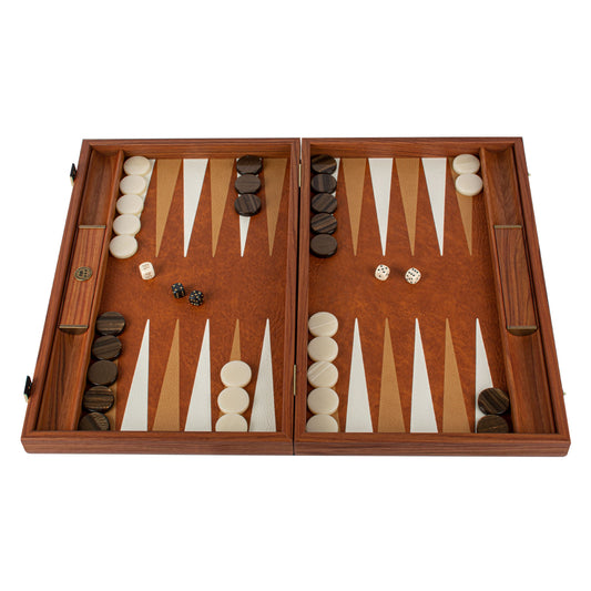 Premium Handcrafted Leatherette Crocodile Tote Backgammon Set - Caramel Brown, Rustic & Ivory - Premium Backgammon from MANOPOULOS Chess & Backgammon - Just €215! Shop now at MANOPOULOS Chess & Backgammon