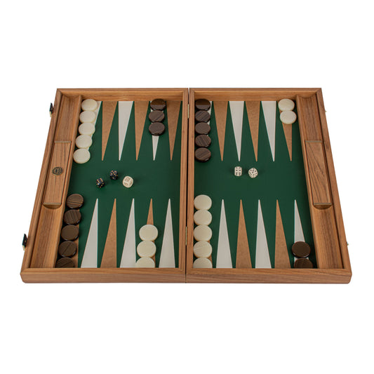 Premium Handcrafted Leatherette Crocodile Tote Backgammon Set - Green, Mocha & Ivory - Premium Backgammon from MANOPOULOS Chess & Backgammon - Just €215! Shop now at MANOPOULOS Chess & Backgammon