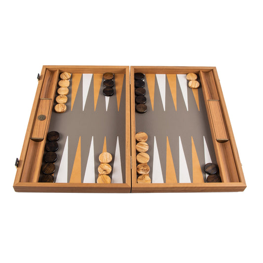 Premium Leatherette Grey Beige Ostrich Tote Backgammon Set - Premium Backgammon from MANOPOULOS Chess & Backgammon - Just €215! Shop now at MANOPOULOS Chess & Backgammon