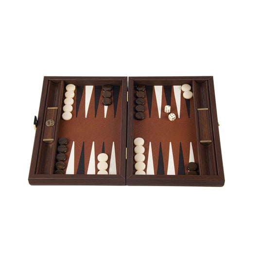 Premium Handcrafted Leatherette Caramel Brown Backgammon Set (Travel Size) - Premium Backgammon from MANOPOULOS Chess & Backgammon - Just €119! Shop now at MANOPOULOS Chess & Backgammon