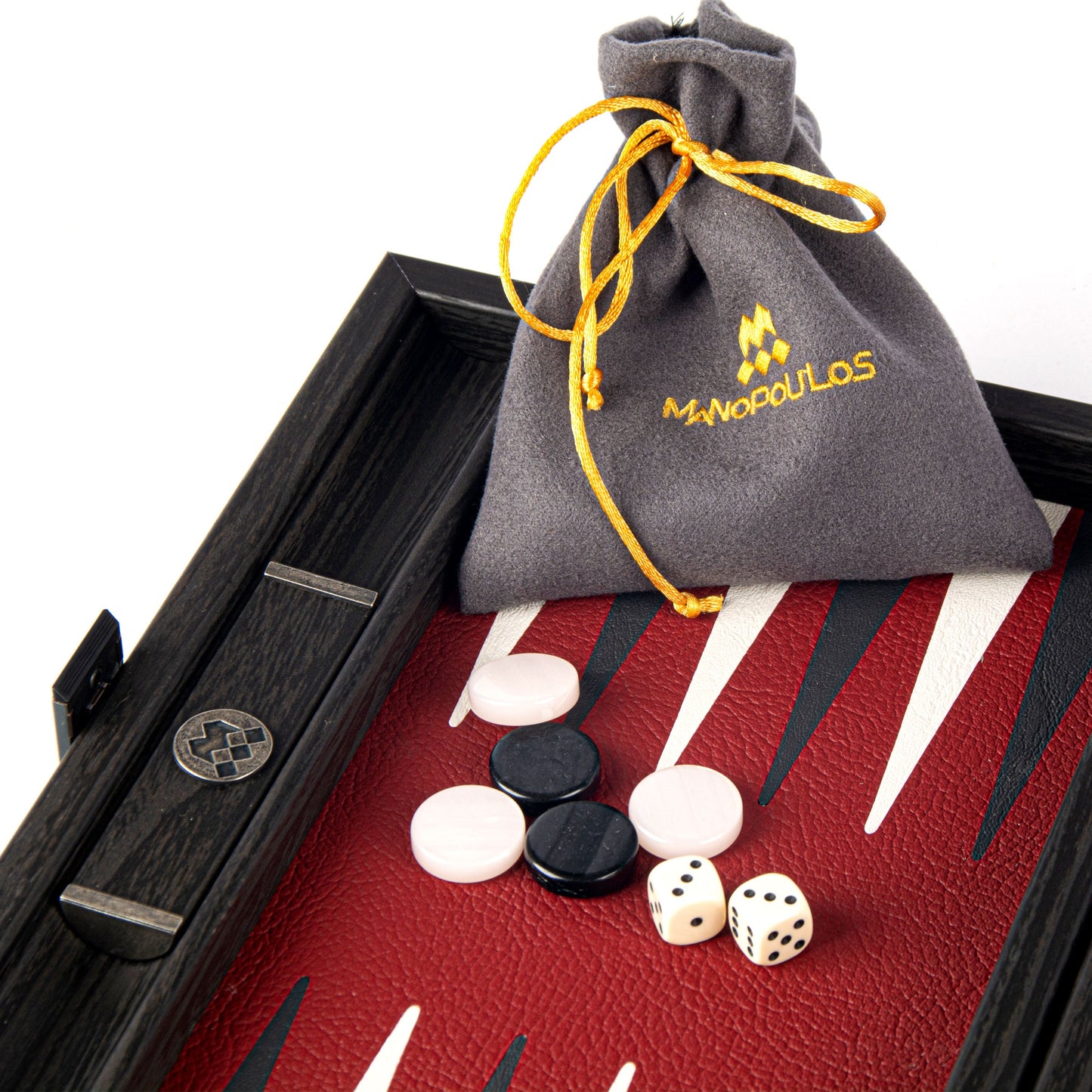 Handcrafted Burgundy Red Travel Backgammon Set - Premium Backgammon from MANOPOULOS Chess & Backgammon - Just €119! Shop now at MANOPOULOS Chess & Backgammon