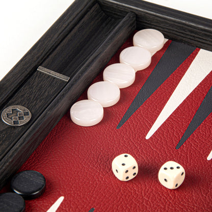 Handcrafted Burgundy Red Travel Backgammon Set - Premium Backgammon from MANOPOULOS Chess & Backgammon - Just €119! Shop now at MANOPOULOS Chess & Backgammon