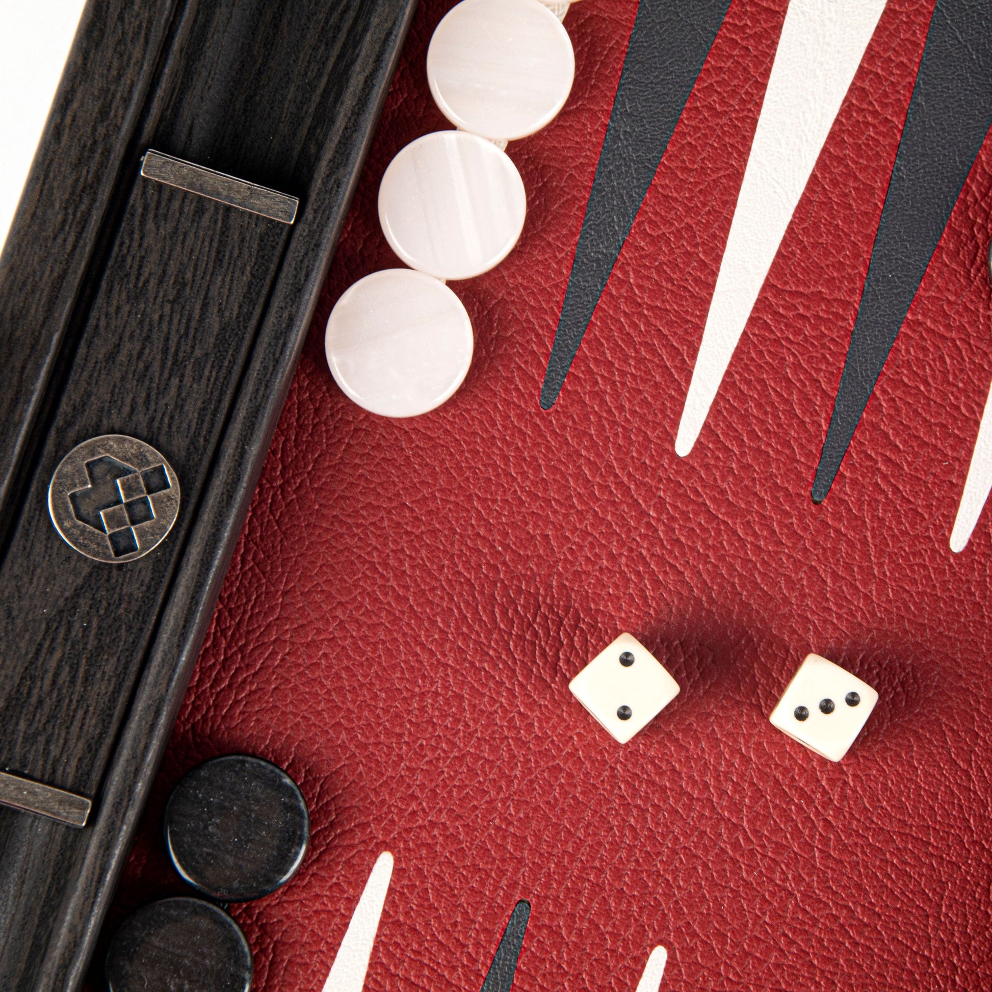 Handcrafted Burgundy Red Travel Backgammon Set - Premium Backgammon from MANOPOULOS Chess & Backgammon - Just €119! Shop now at MANOPOULOS Chess & Backgammon