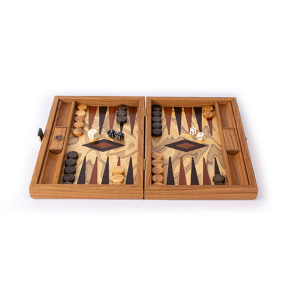Premium Handcrafted Olive Burl Backgammon Set with Olive Wood Checkers