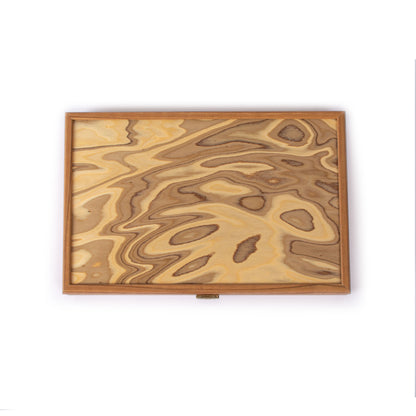 Premium Handcrafted Olive Burl Backgammon Set with Olive Wood Checkers