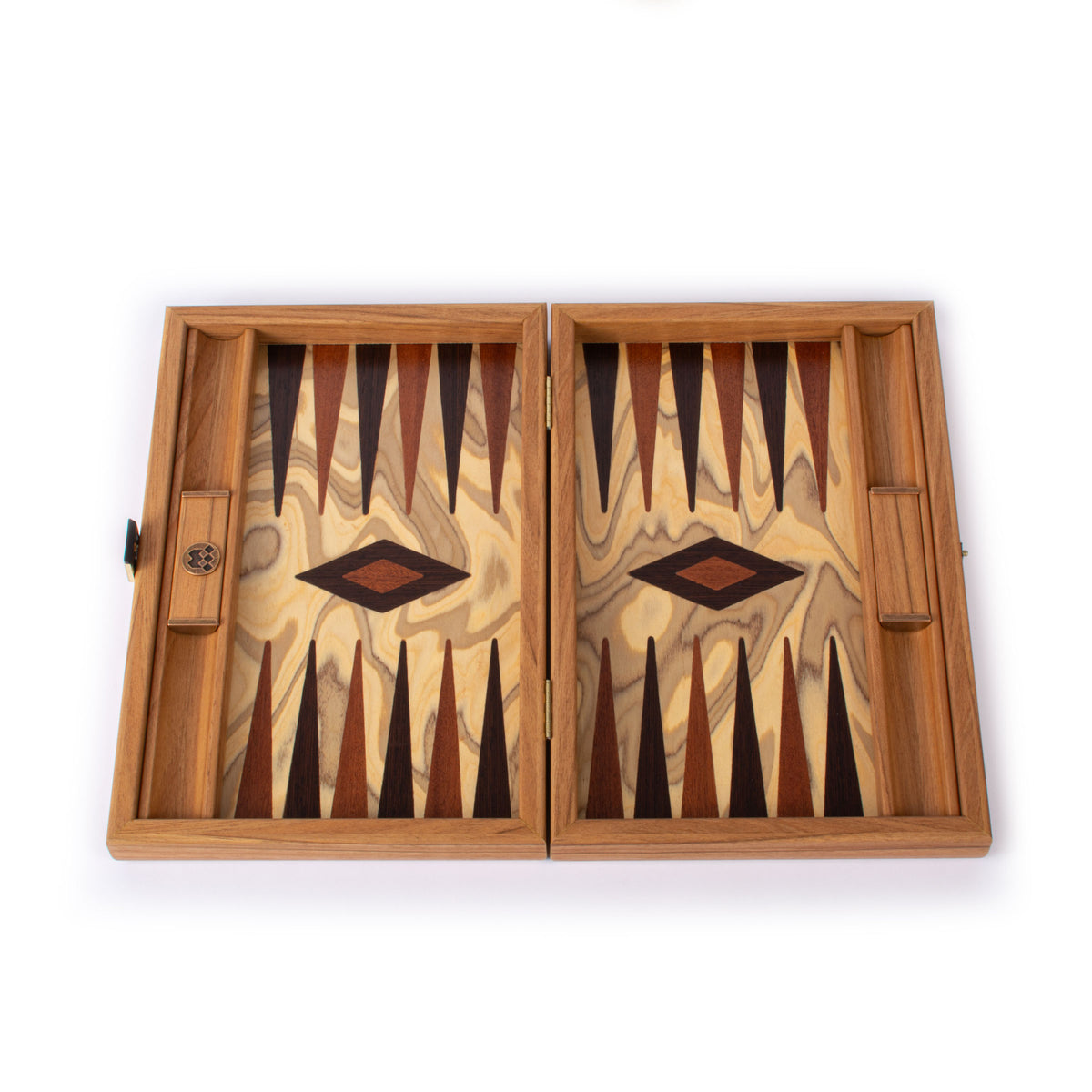 Premium Handcrafted Olive Burl Backgammon Set with Olive Wood Checkers