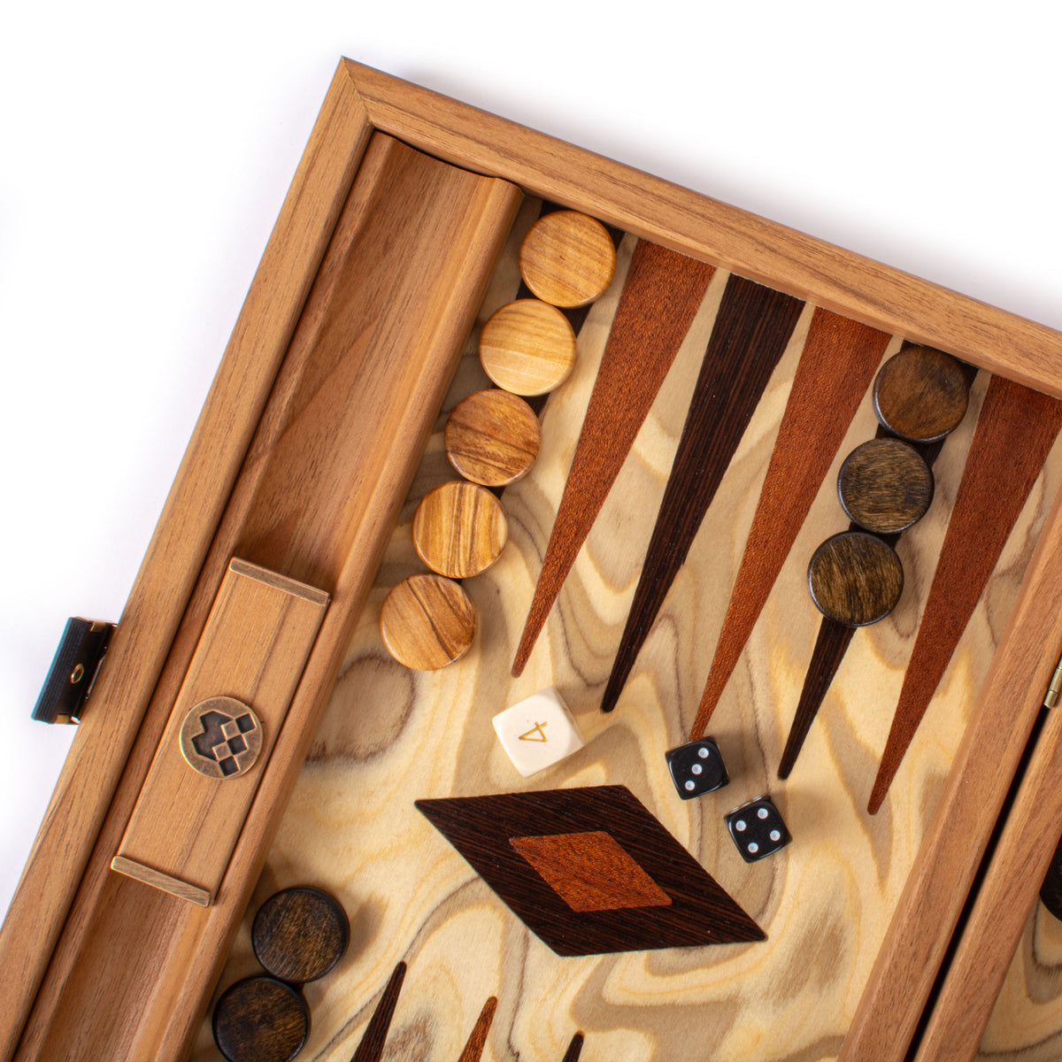 Premium Handcrafted Olive Burl Backgammon Set with Olive Wood Checkers