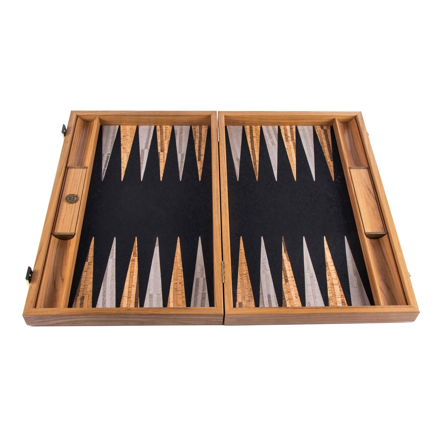 Premium Handcrafted Black Natural Cork Backgammon Set with Oak Wood Checkers - Premium Backgammon from MANOPOULOS Chess & Backgammon - Just €118! Shop now at MANOPOULOS Chess & Backgammon