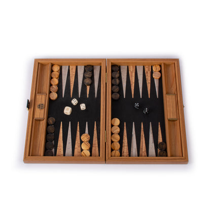 Premium Handcrafted Black Natural Cork Backgammon Set with Oak Wood Checkers