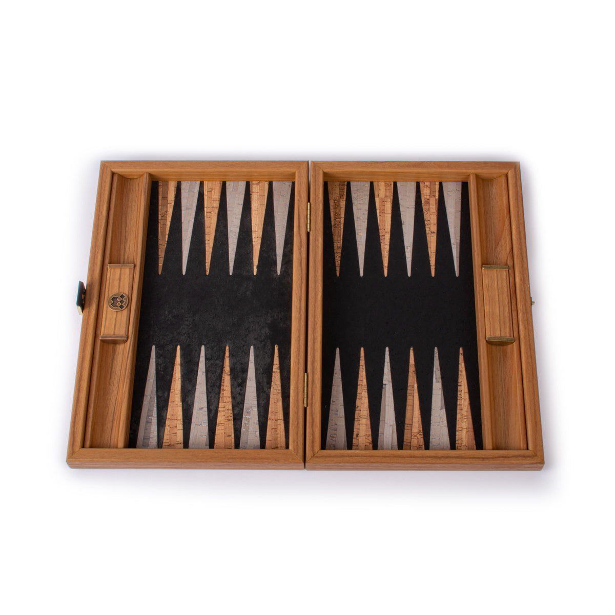 Premium Handcrafted Black Natural Cork Backgammon Set with Oak Wood Checkers