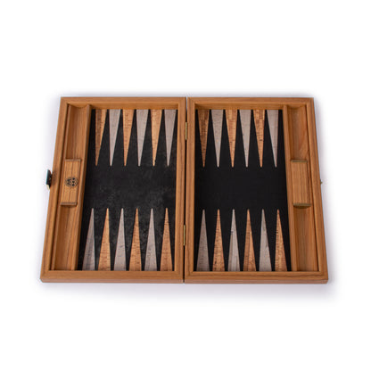 Premium Handcrafted Black Natural Cork Backgammon Set with Oak Wood Checkers