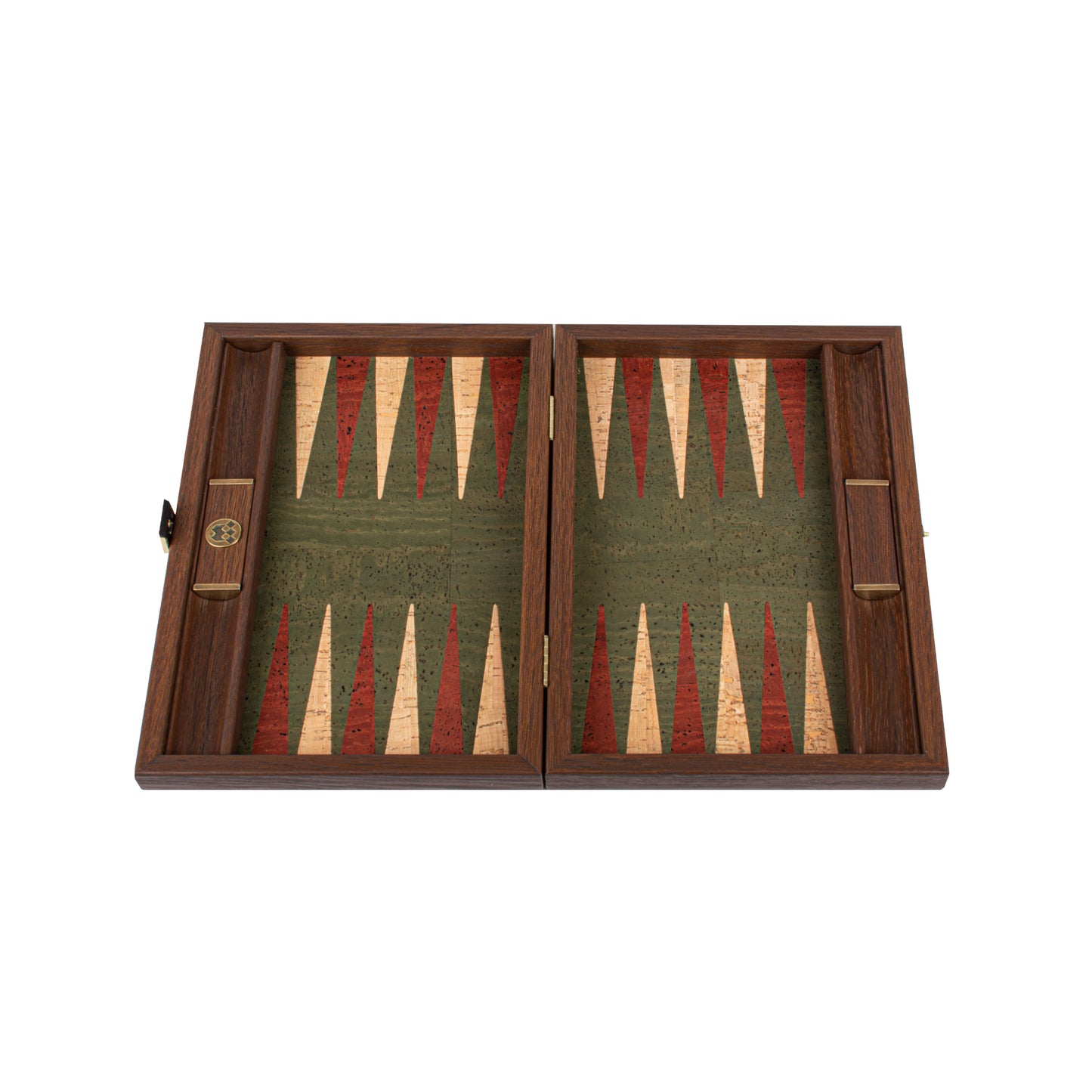 Premium Handcrafted Green Natural Cork Backgammon Set with Oak Wood Checkers