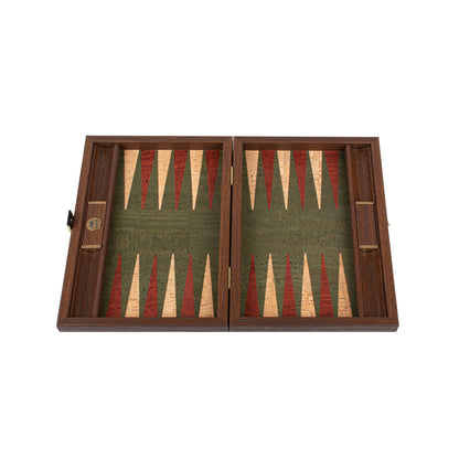 Premium Handcrafted Green Natural Cork Backgammon Set with Oak Wood Checkers