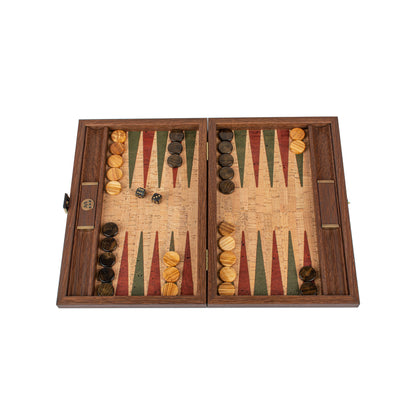 Premium Handcrafted Natural Cork Backgammon Set with Oak Wood Checkers