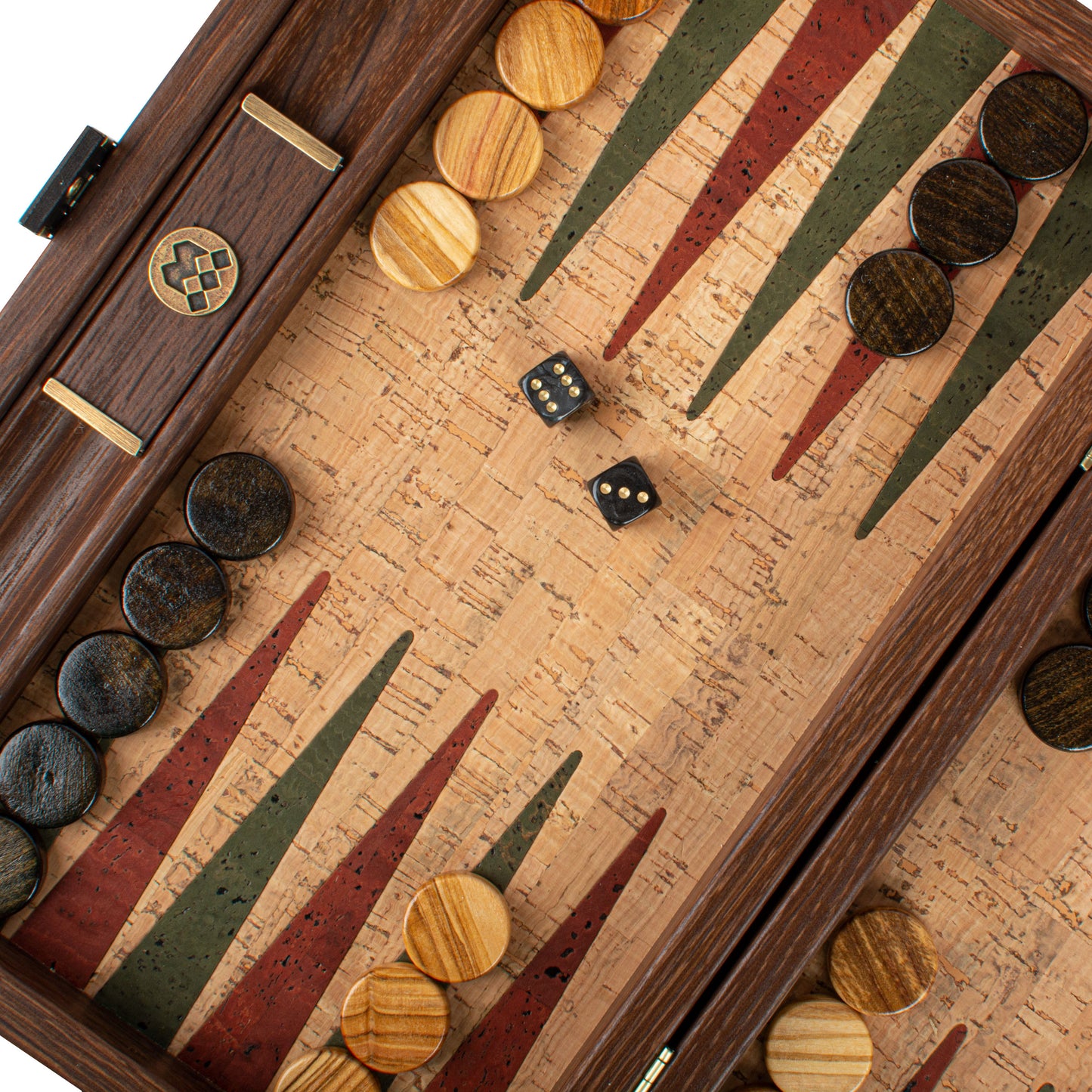 Premium Handcrafted Natural Cork Backgammon Set with Oak Wood Checkers
