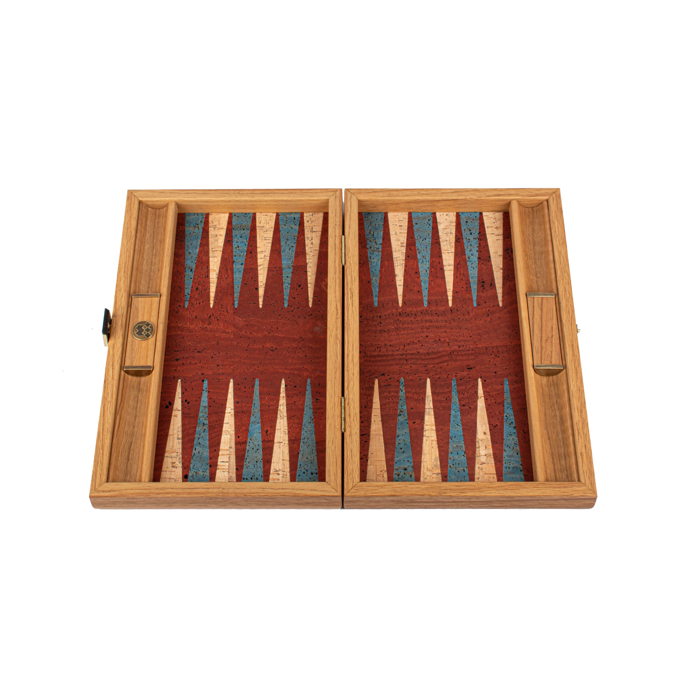 Premium Handcrafted Red Natural Cork Backgammon Set with Oak Wood