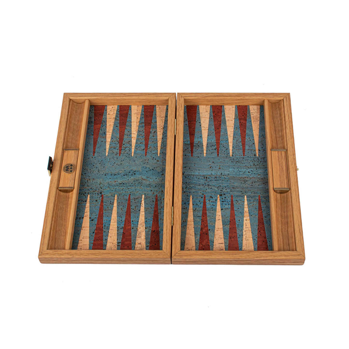 Premium Handcrafted Turquoise Natural Cork Backgammon Set with Oak Wood Checkers