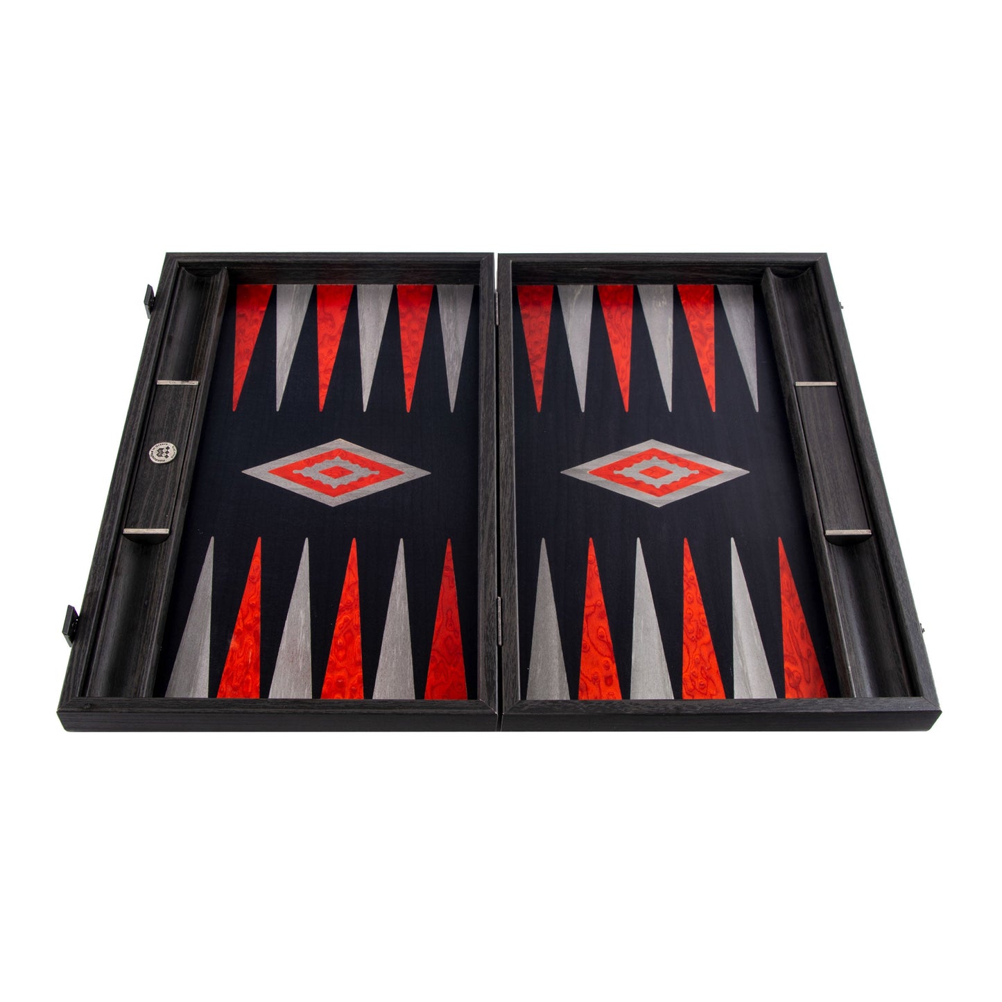 Premium Handcrafted Black Oak with Silver Stripes Backgammon Set - Premium Backgammon from MANOPOULOS Chess & Backgammon - Just €240! Shop now at MANOPOULOS Chess & Backgammon