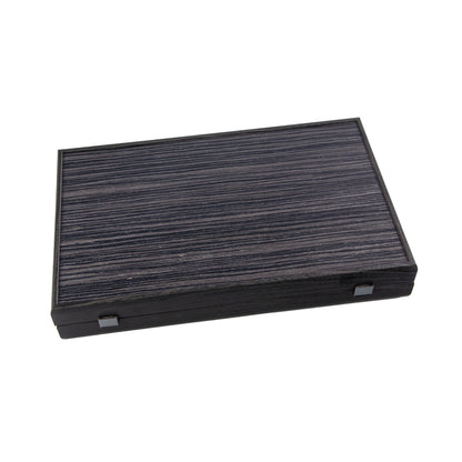 Premium Handcrafted Black Oak with Silver Stripes Backgammon Set - Premium Backgammon from MANOPOULOS Chess & Backgammon - Just €240! Shop now at MANOPOULOS Chess & Backgammon