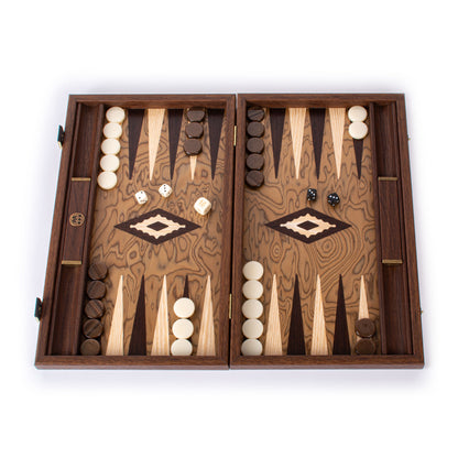 Handcrafted Premium Walnut Burl Backgammon Set with Side Racks