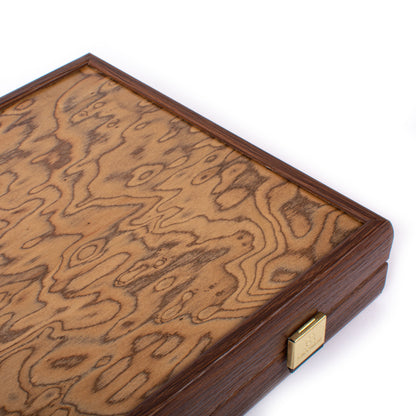 Handcrafted Premium Walnut Burl Backgammon Set with Side Racks