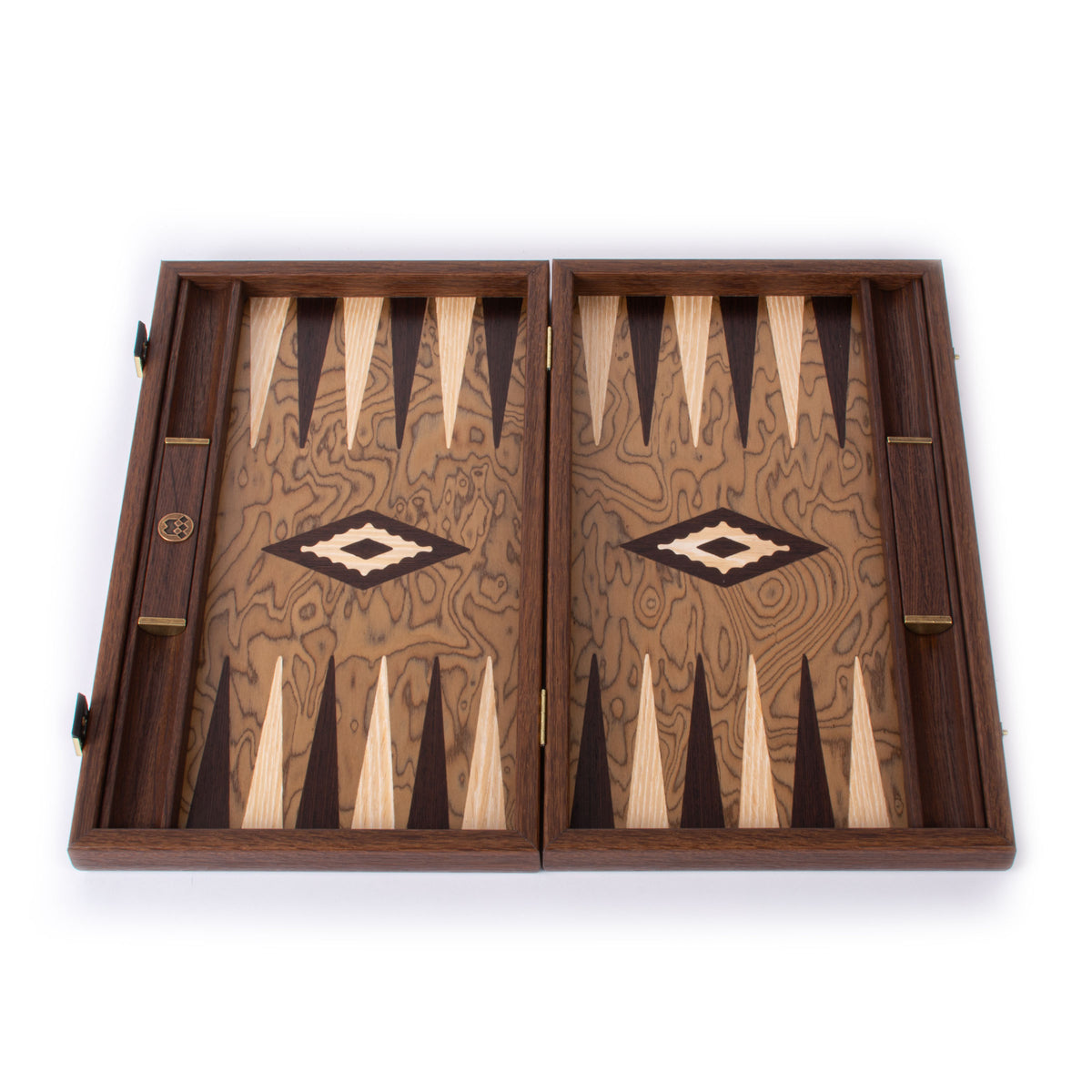 Handcrafted Premium Walnut Burl Backgammon Set with Side Racks