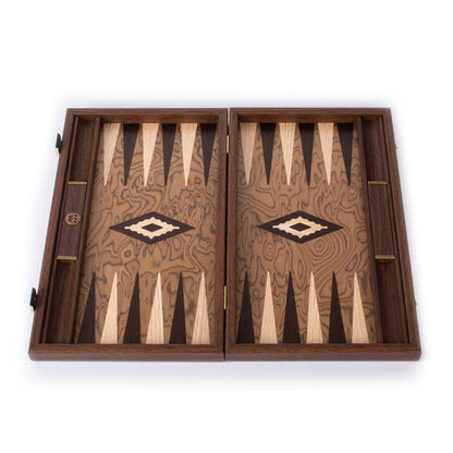 Handcrafted Premium Walnut Burl Backgammon Set with Side Racks