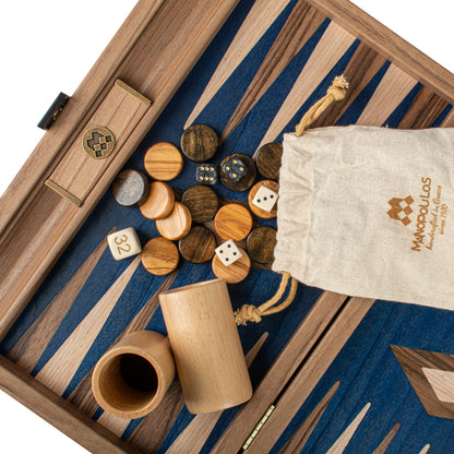 Premium Handcrafted Walnut with Blue Oak Backgammon Set