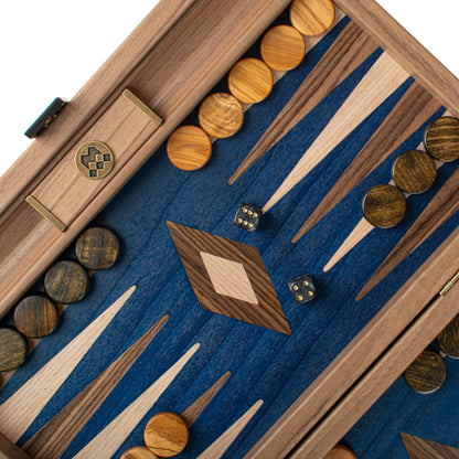 Premium Handcrafted Walnut with Blue Oak Backgammon Set