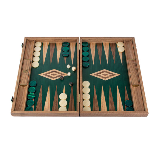 Premium Handcrafted Walnut with Green Oak Backgammon Set - Premium Backgammon from MANOPOULOS Chess & Backgammon - Just €193! Shop now at MANOPOULOS Chess & Backgammon