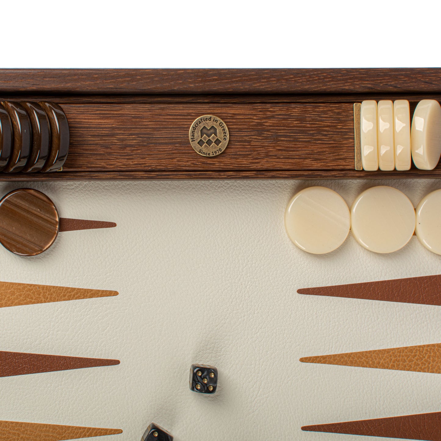Premium Handcrafted Knitted Leather Backgammon Set in Brown