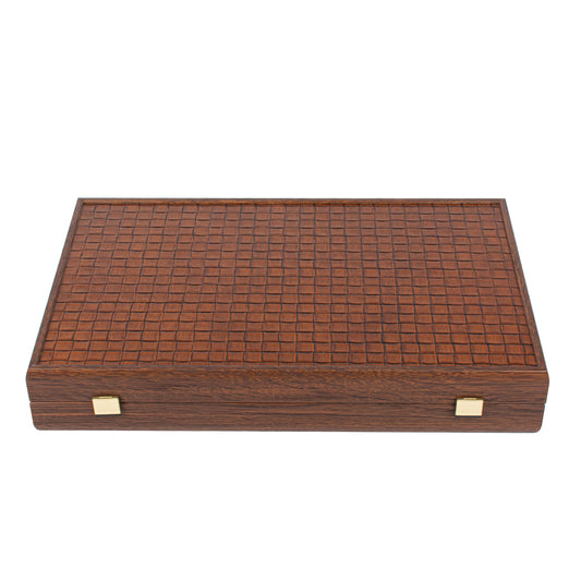 Premium Handcrafted Knitted Leather Backgammon Set in Brown
