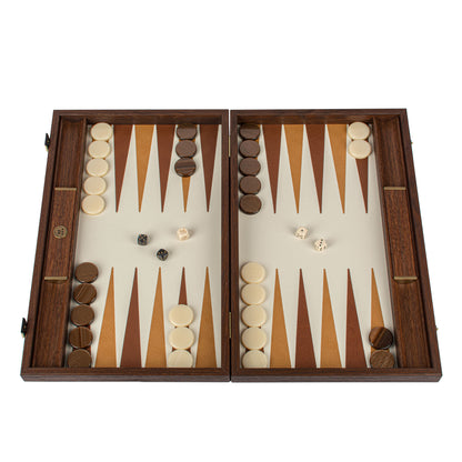 Premium Handcrafted Knitted Leather Backgammon Set in Brown