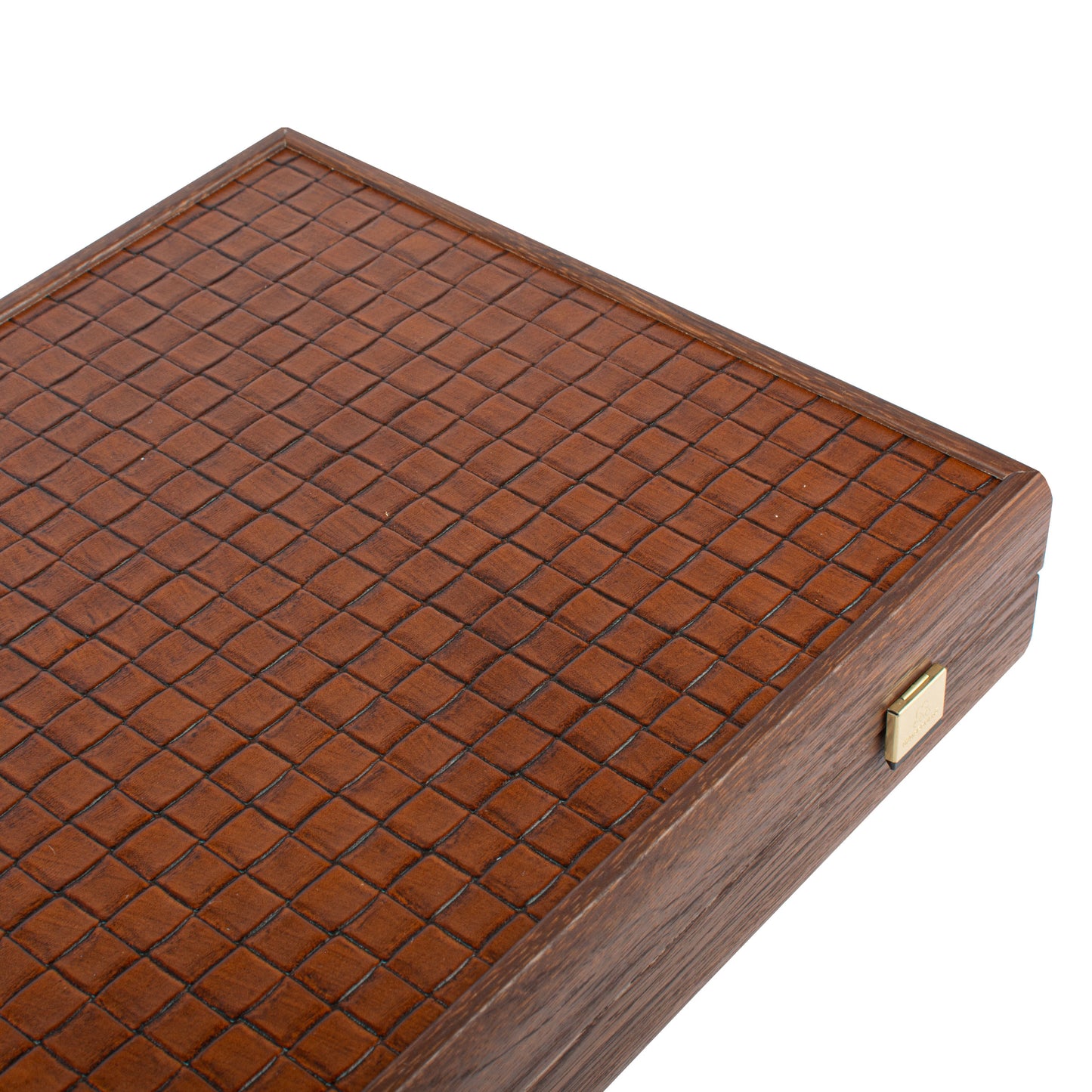 Premium Handcrafted Knitted Leather Backgammon Set in Brown