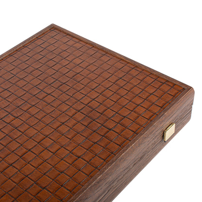 Premium Handcrafted Knitted Leather Backgammon Set in Brown