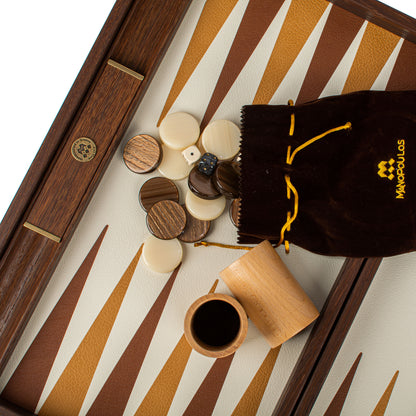 Premium Handcrafted Knitted Leather Backgammon Set in Brown