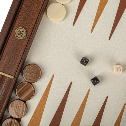Premium Handcrafted Knitted Leather Backgammon Set in Brown
