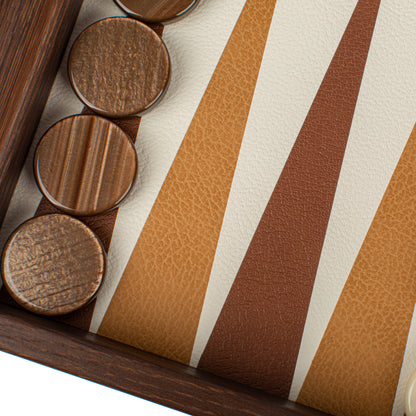 Premium Handcrafted Knitted Leather Backgammon Set in Brown