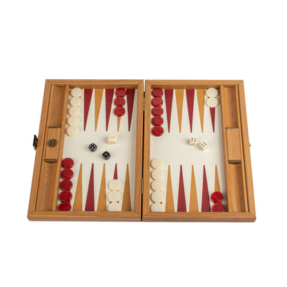 Premium Handcrafted Knitted Leather Backgammon Set in Red colour