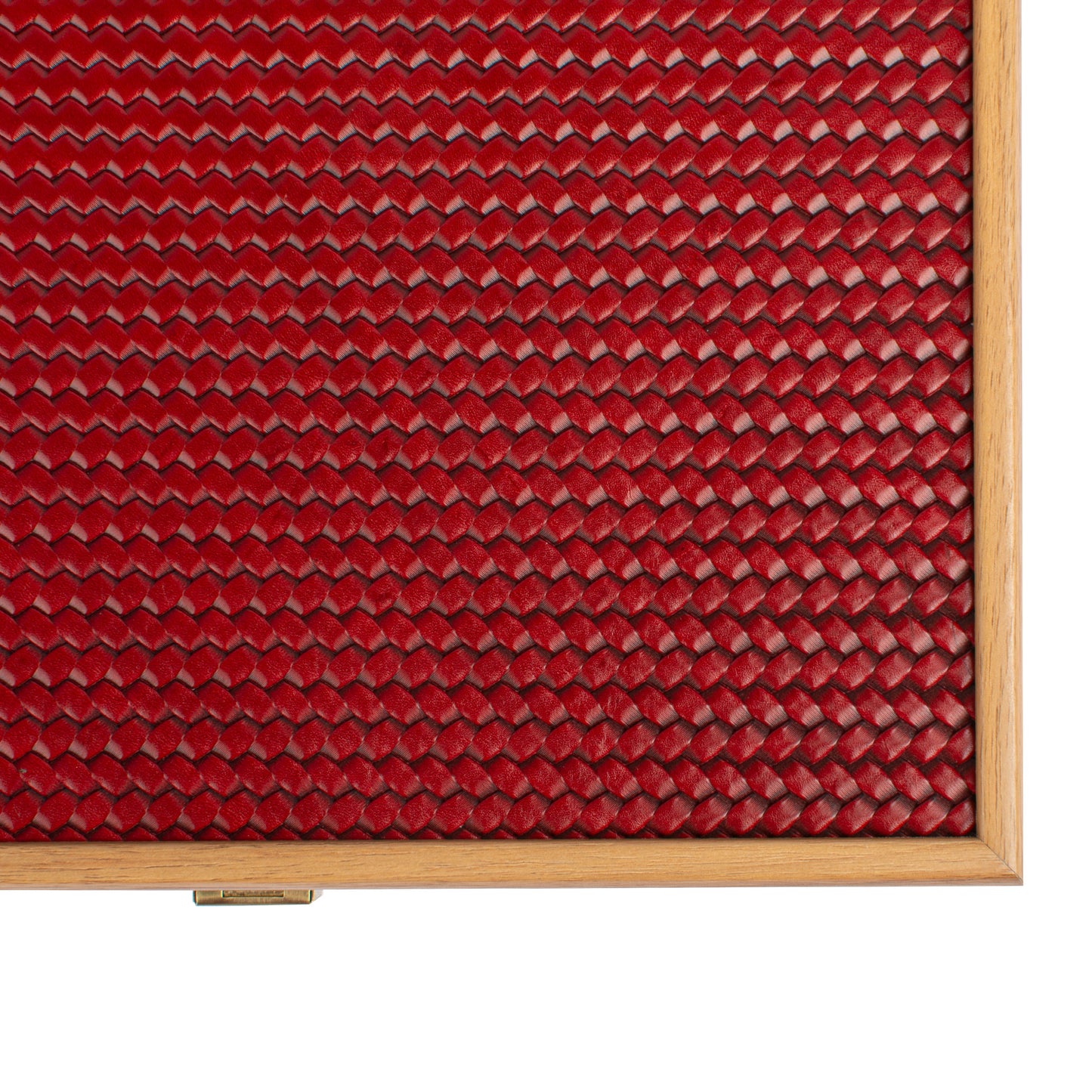 Premium Handcrafted Knitted Leather Backgammon Set in Red colour