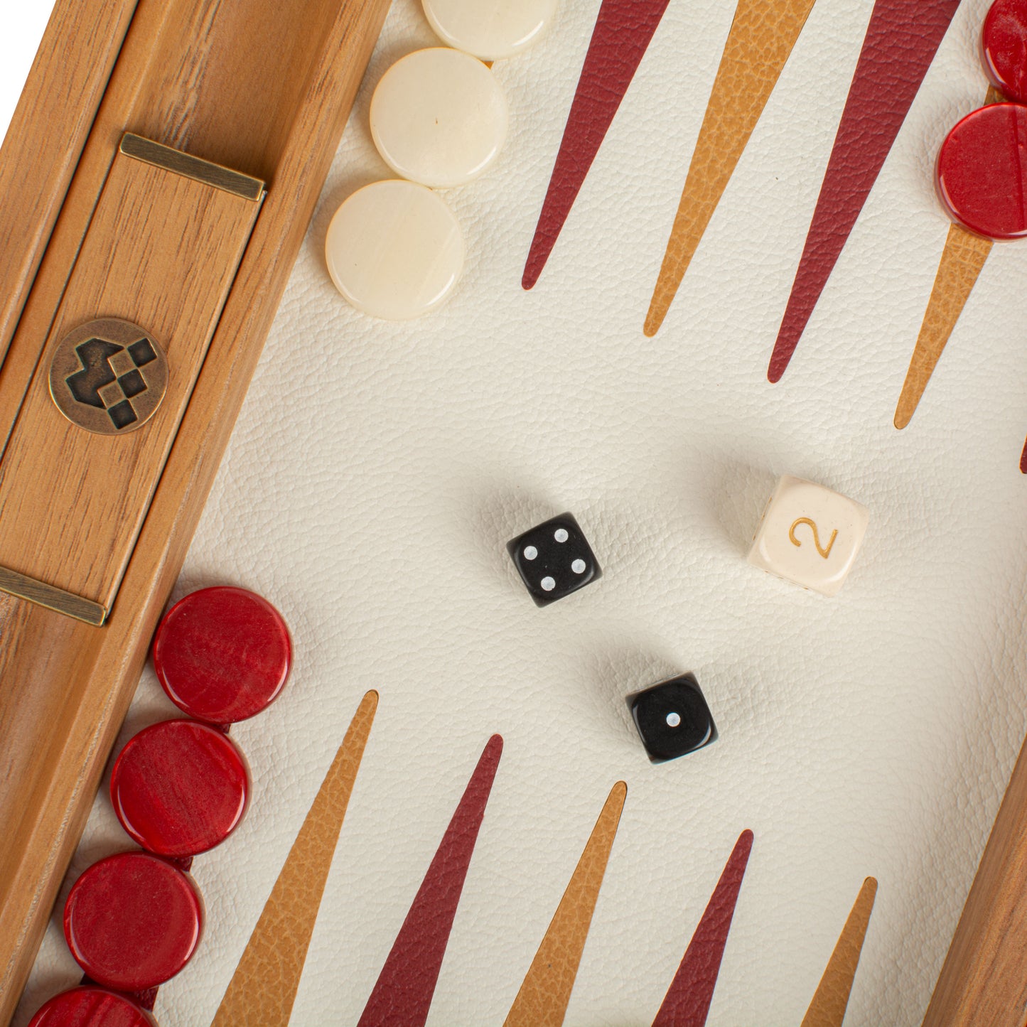 Premium Handcrafted Knitted Leather Backgammon Set in Red colour