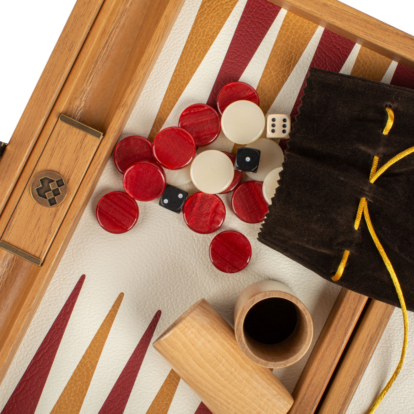 Premium Handcrafted Knitted Leather Backgammon Set in Red colour