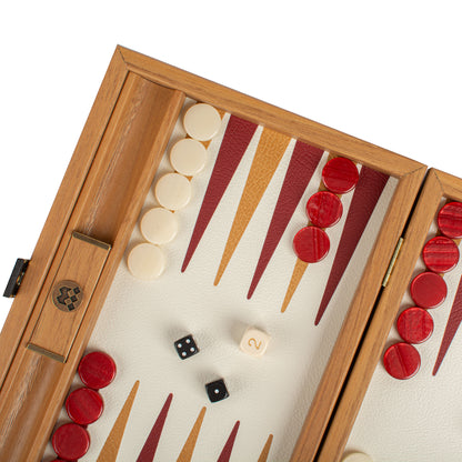 Premium Handcrafted Knitted Leather Backgammon Set in Red colour