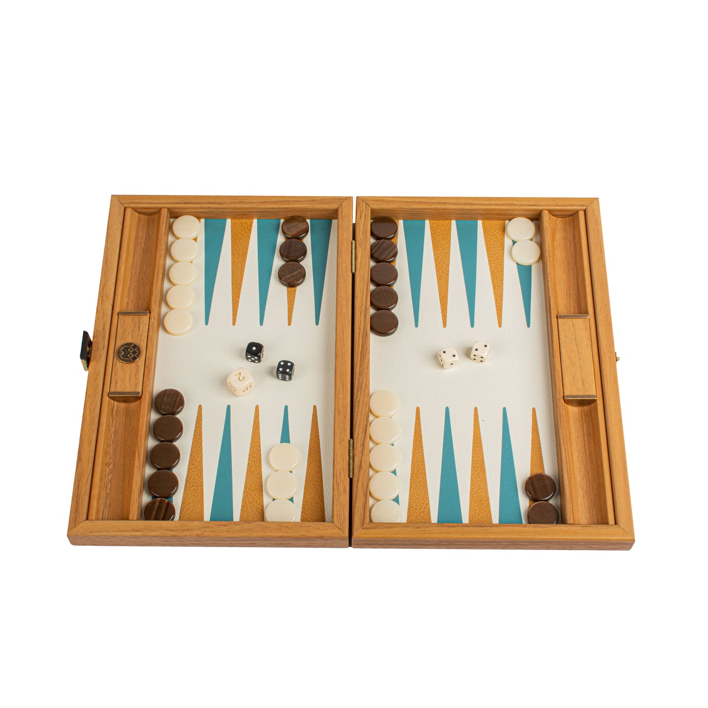 Premium Handcrafted Knitted Leather Backgammon Set in Turquoise colour
