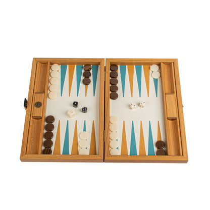 Premium Handcrafted Knitted Leather Backgammon Set in Turquoise colour